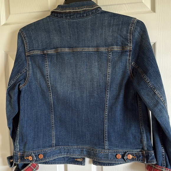 Talbots Jean Jacket with Tartan Plaid Cuffs - size large - NWT - Picture 12 of 12